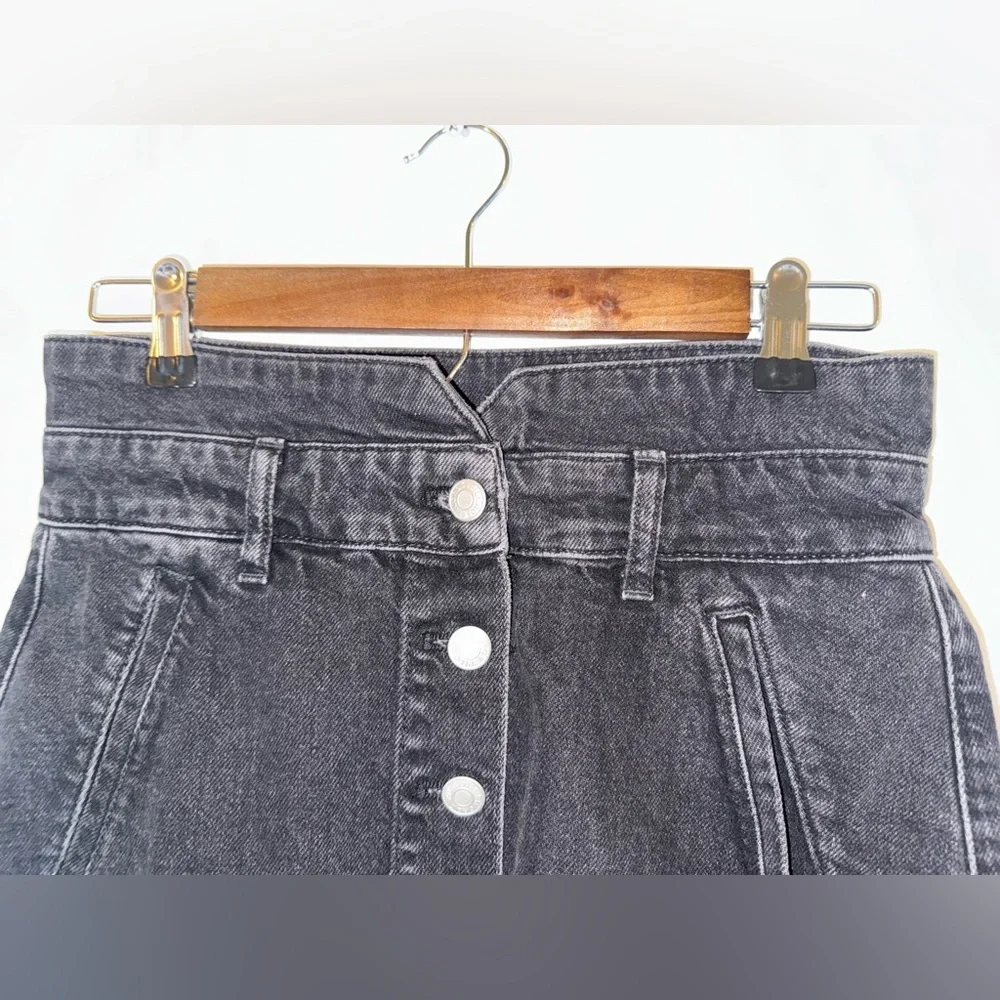 Pilcro Black Button-Front Denim A-Line Skirt- Size 4 - Picture 5 of 10